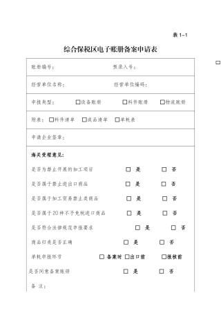 出口加工区操作指引-综合保税区附表