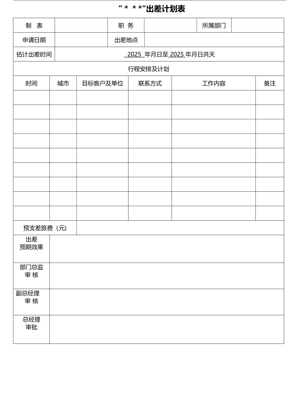 出差计划表-范本_第1页