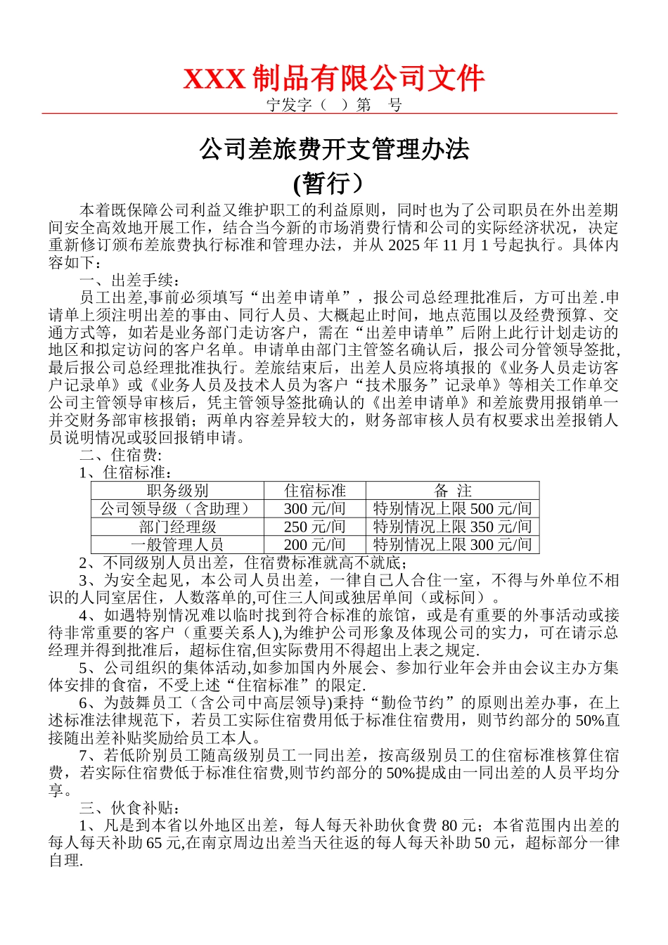 出差费用管理办法_第1页