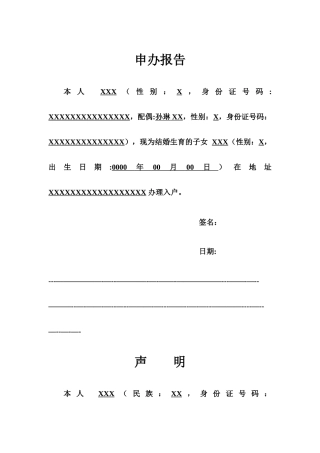 出生登记-申办报告---模版