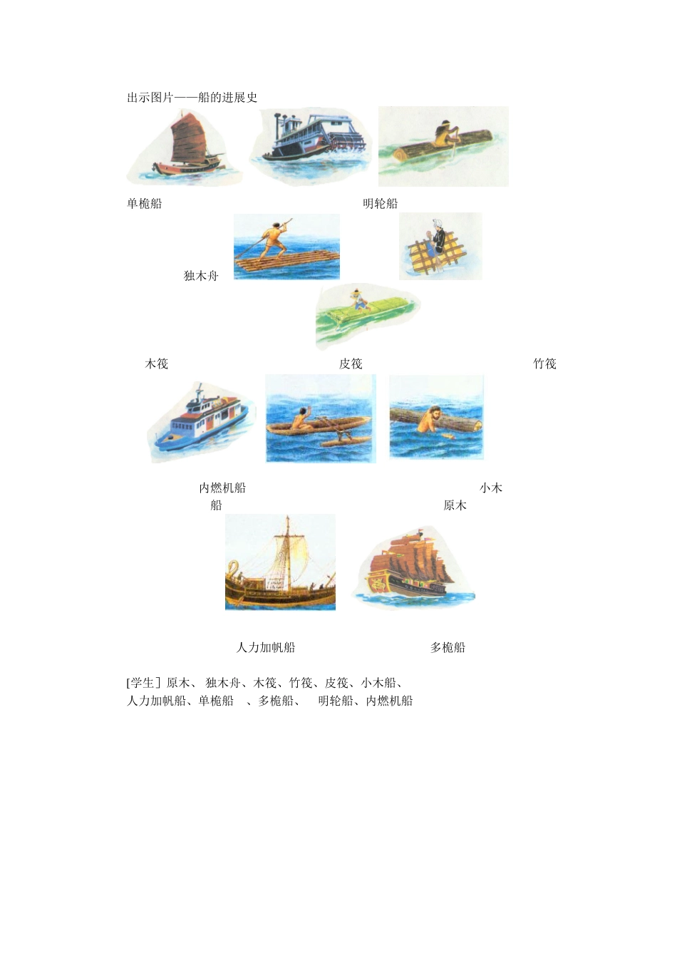 出示图片——船的发展史_第1页