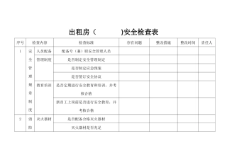 出租房安全检查表