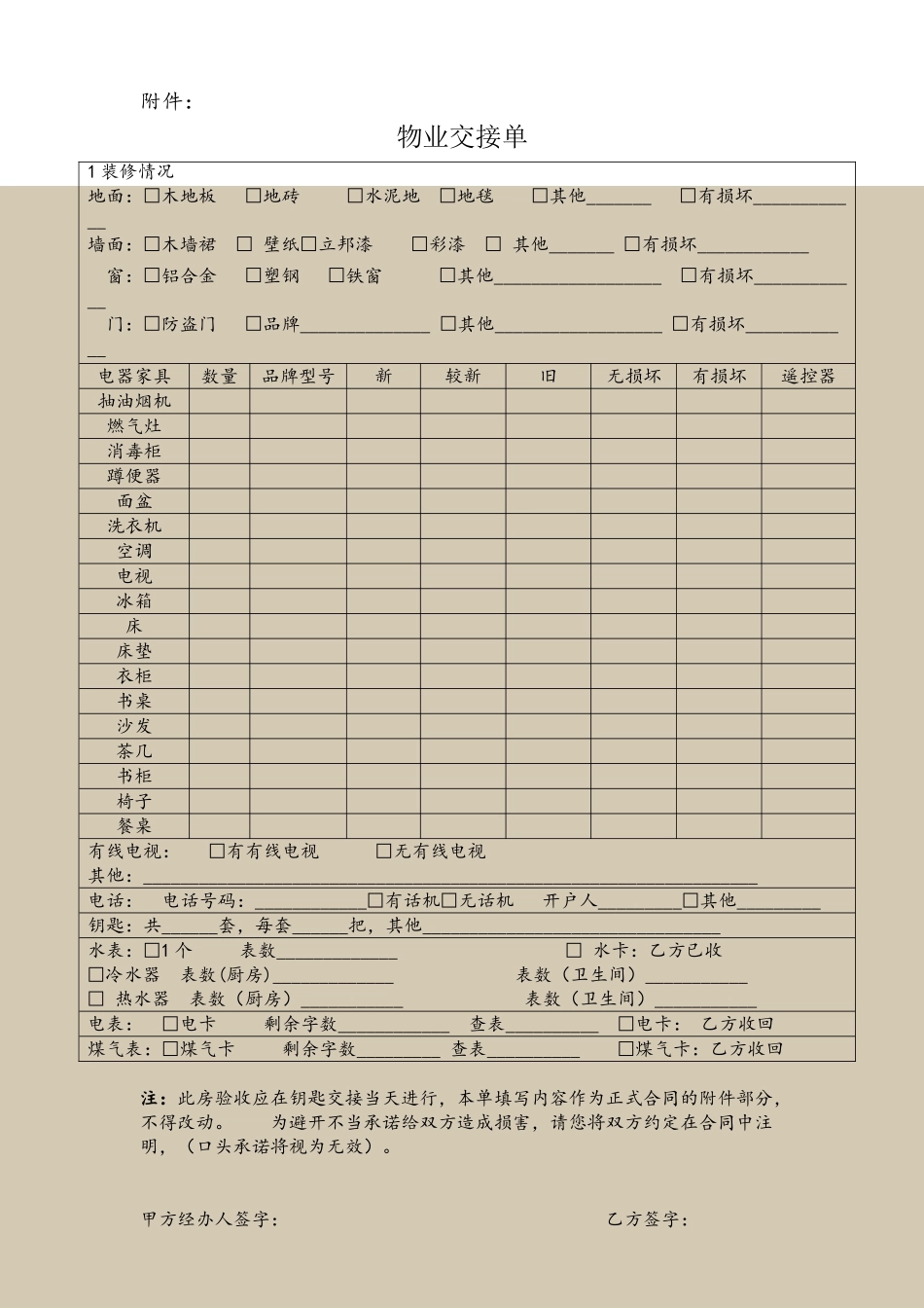 出租房屋物品交接单-合同附件1_第2页