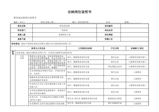 出纳岗位职责说明书