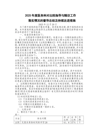 出院指导、出院随访的持续改进措施