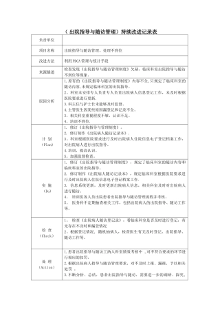 出院指导与随访管理持续改进表