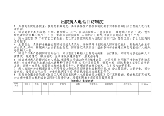 出院病人电话回访制度