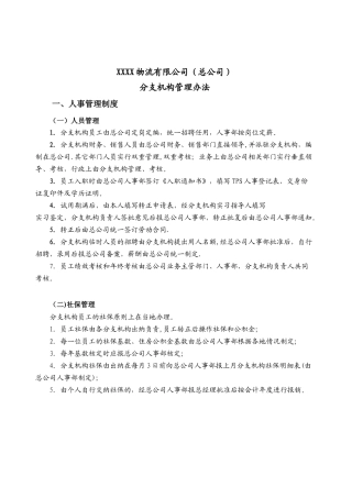 分公司管理-物流公司分支机构管理办法-2025