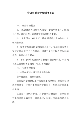 分公司财务管的理制度