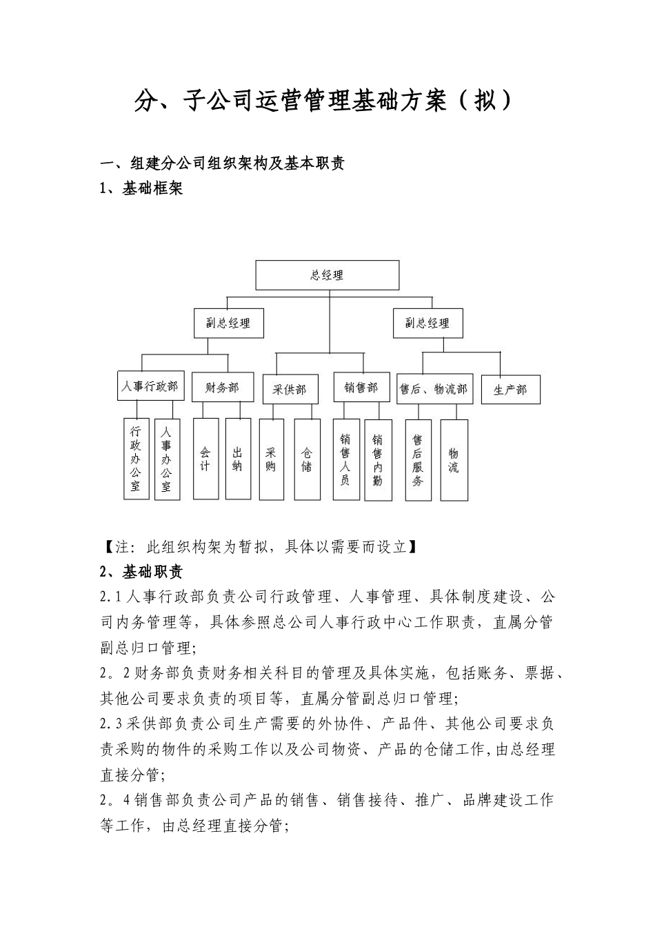 分子公司运营管理基础方案_第1页