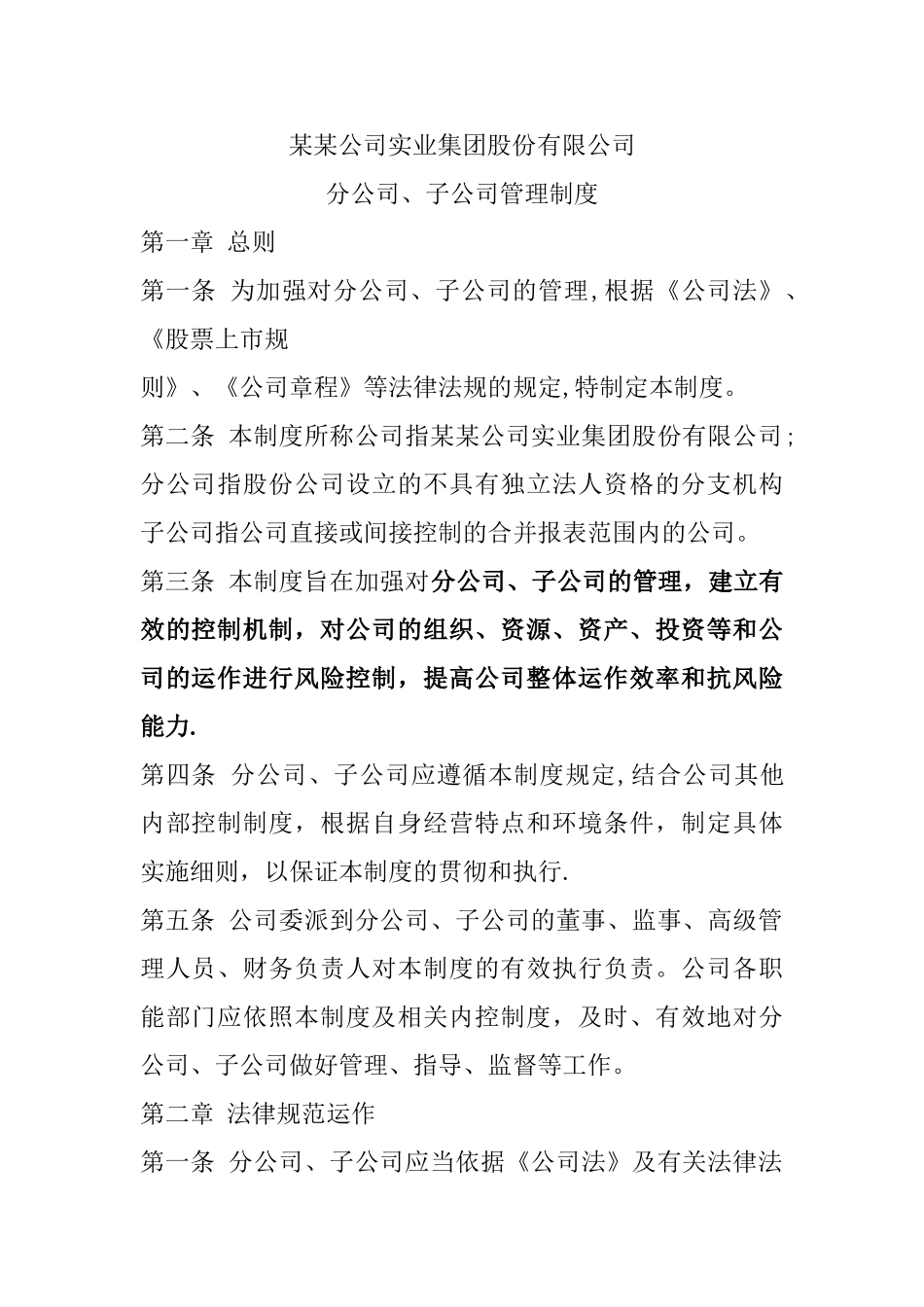 分子公司管理制度_第1页