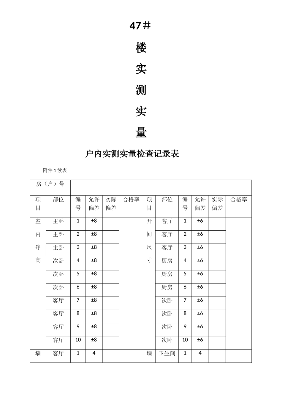 分户验收实测实量表_第1页