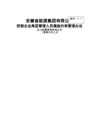 分报告13-安徽省能源集团有限公司控股企业高层管理人员激励约束管理办法V1.0