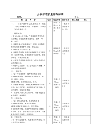 分级护理质量评分标准