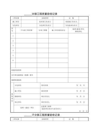 分部分项工程验收记录