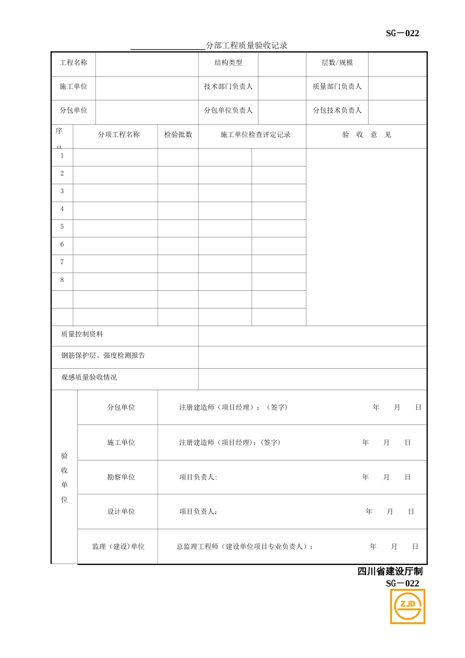 分部工程质量验收记录SG-022_第1页