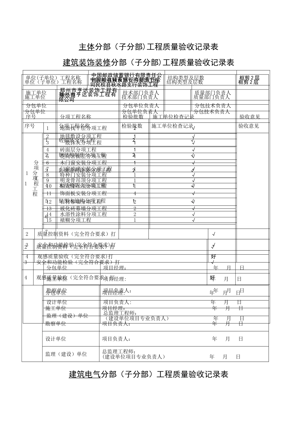 分部工程质量验收记录表_第1页