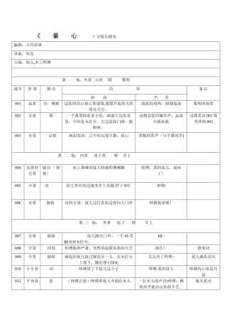 分镜头脚本文字表格