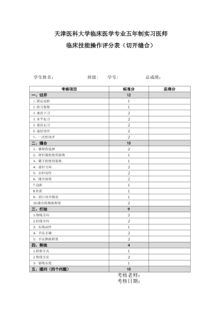 切开缝合评分标准