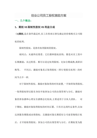创业公司员工股权激励方案