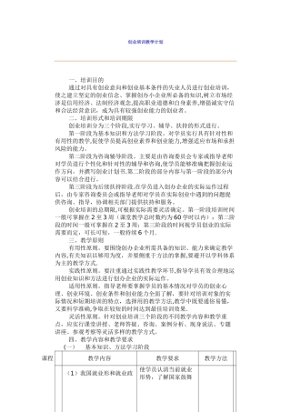 创业培训教学计划