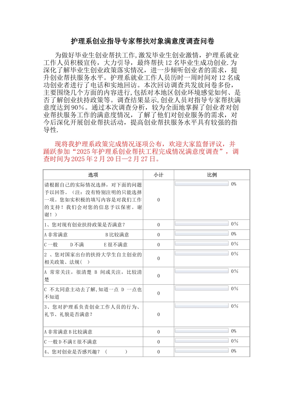 创业指导专家帮扶对象满意度调查情况说明_第1页