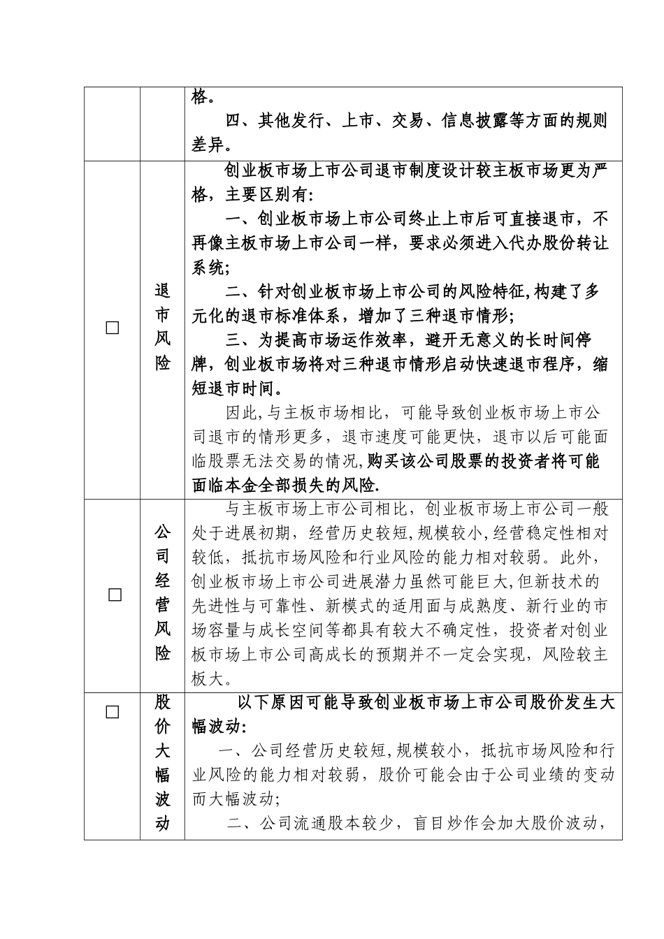 创业板市场投资风险揭示书_第3页