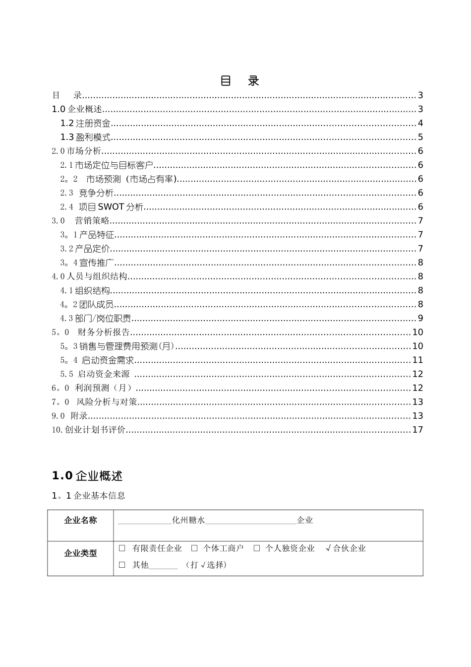 创业计划书模板08099_第2页