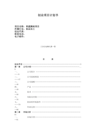 创业项目计划书案例