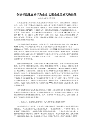 创建标准化良好行为企业-实现企业又好又快发展