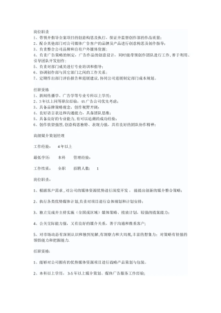 创意总监岗位职责
