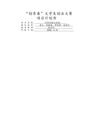 创青春项目实施计划书