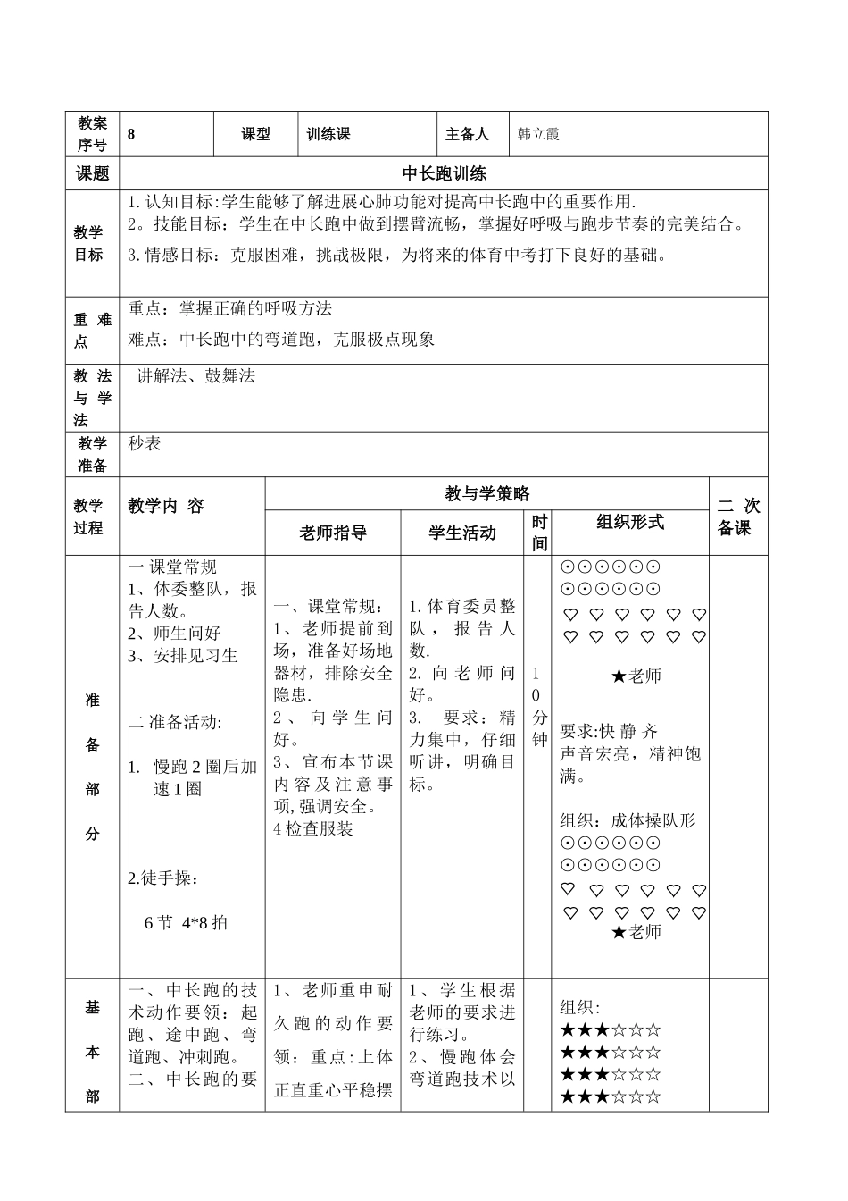 初三体育训练教案_第1页