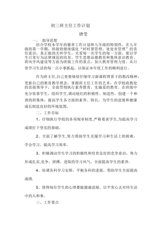 初三班主任计划