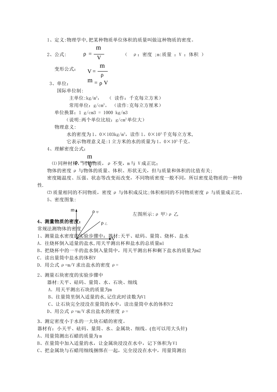 初二质量与密度知识点总结_第2页