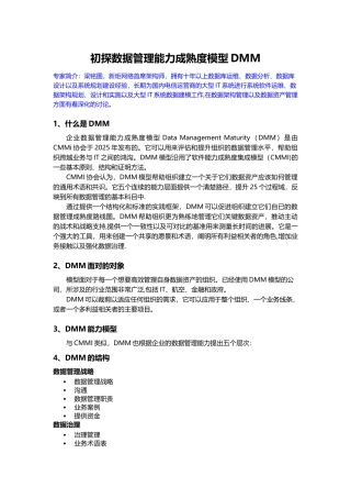 初探数据管理能力成熟度模型DMM