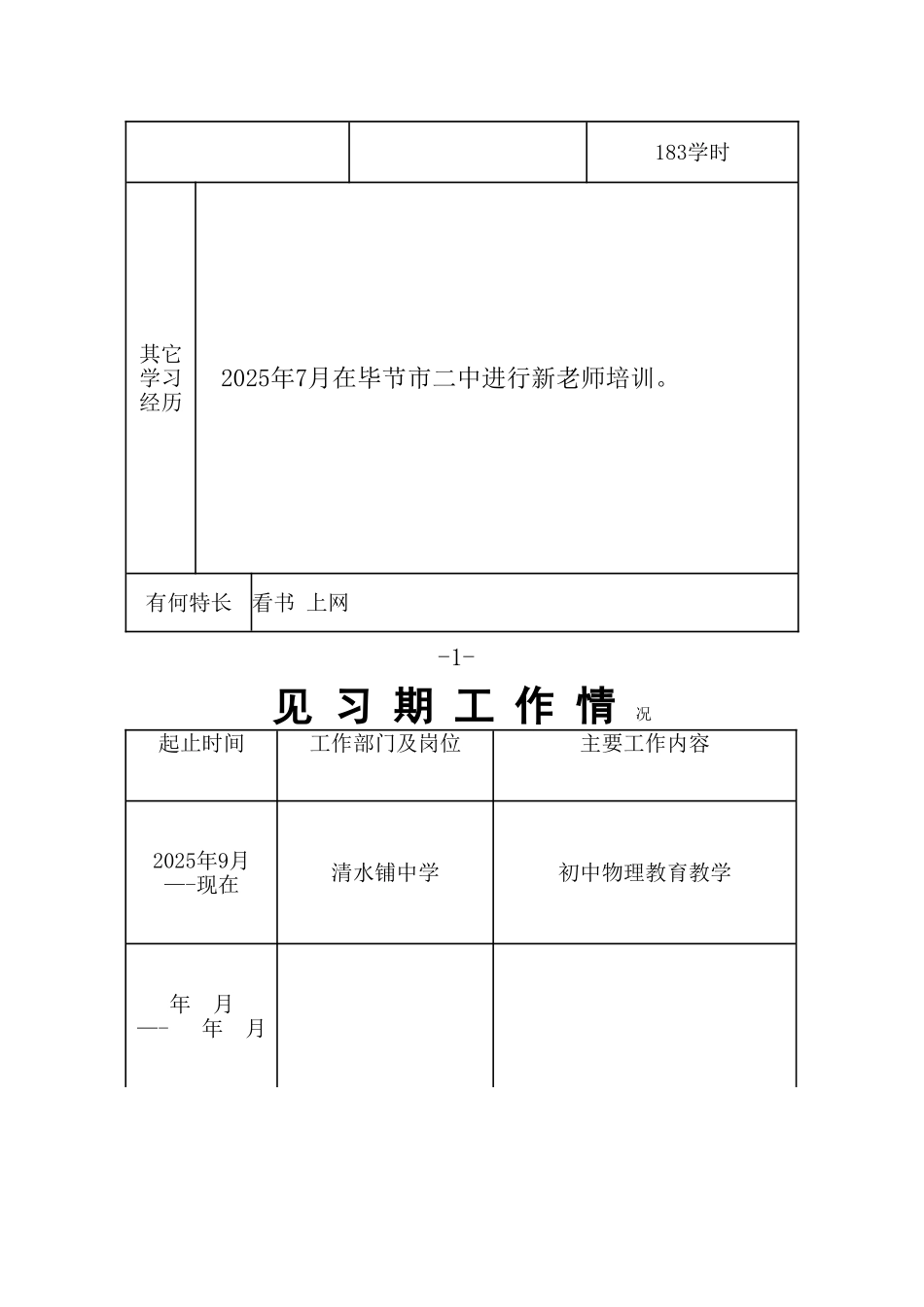 初次认定专业技术资格呈报表_第2页