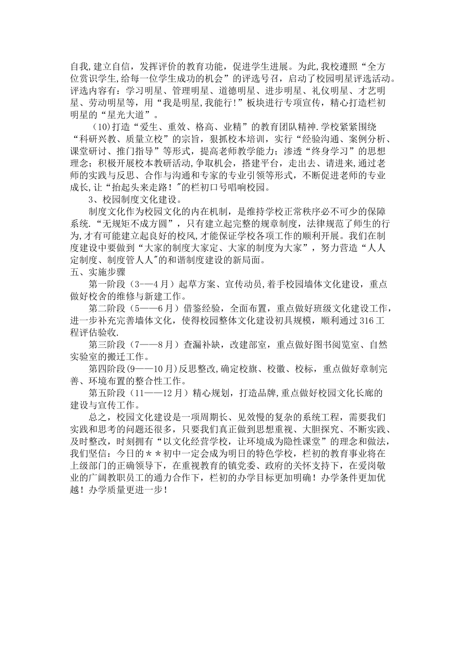 初级中学校园文化建设方案_第3页