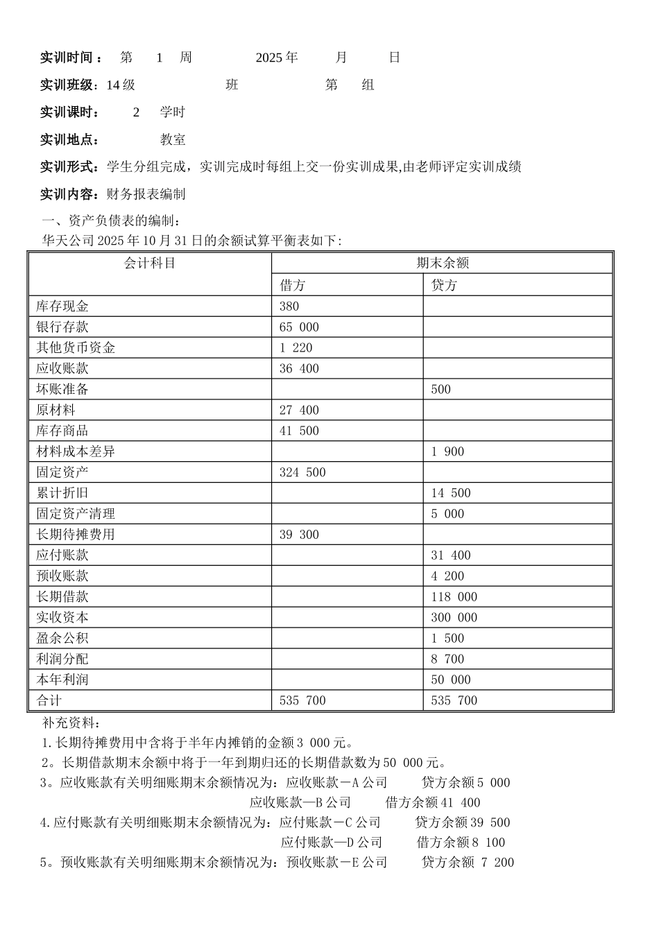 初级会计实务实训资料_第1页