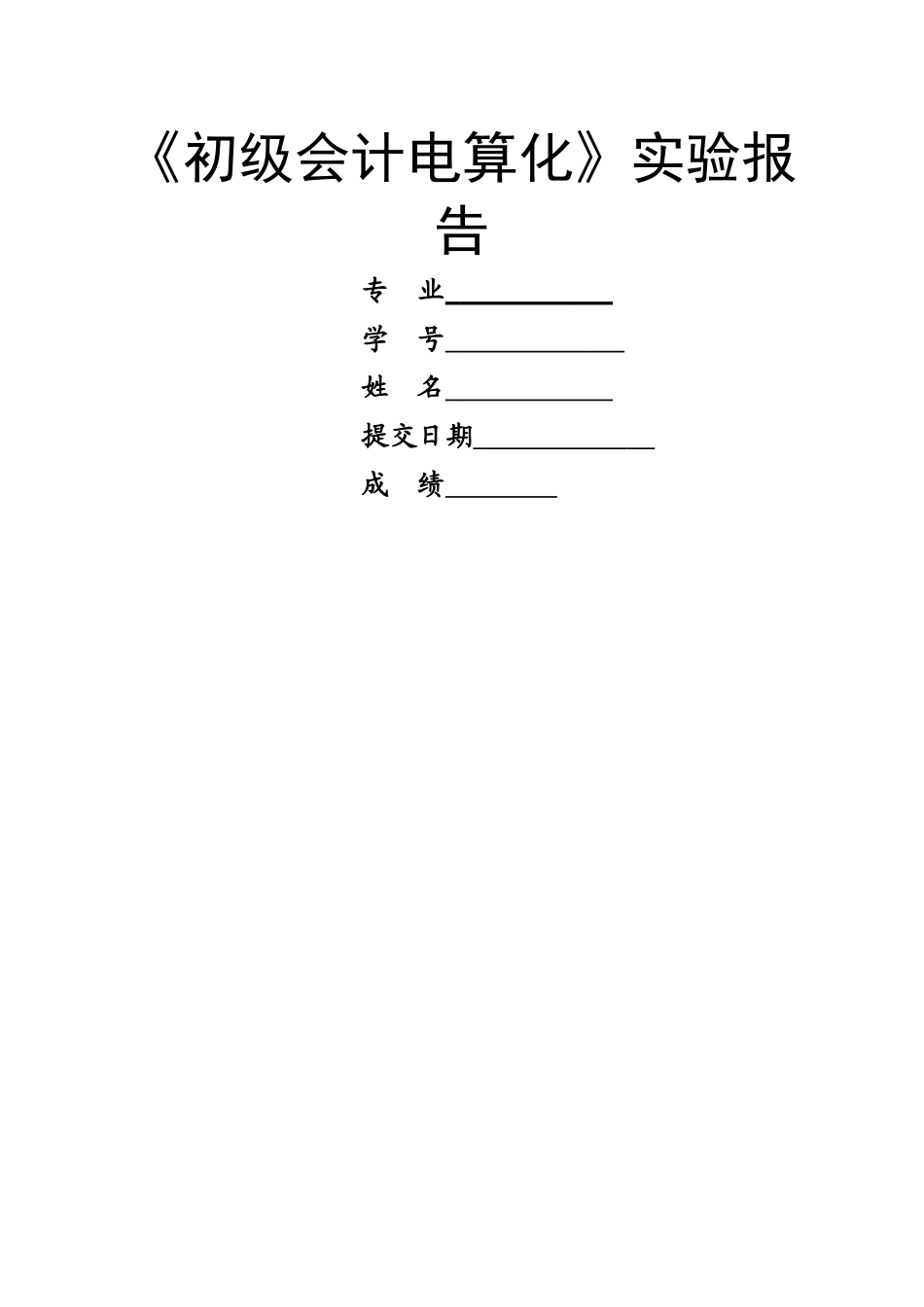 初级会计电算化实验报告_第1页