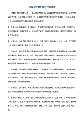 初起火灾的扑救与注意事项