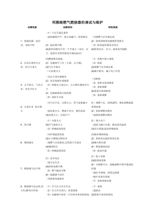 利雅路燃气燃烧器的调试与维护