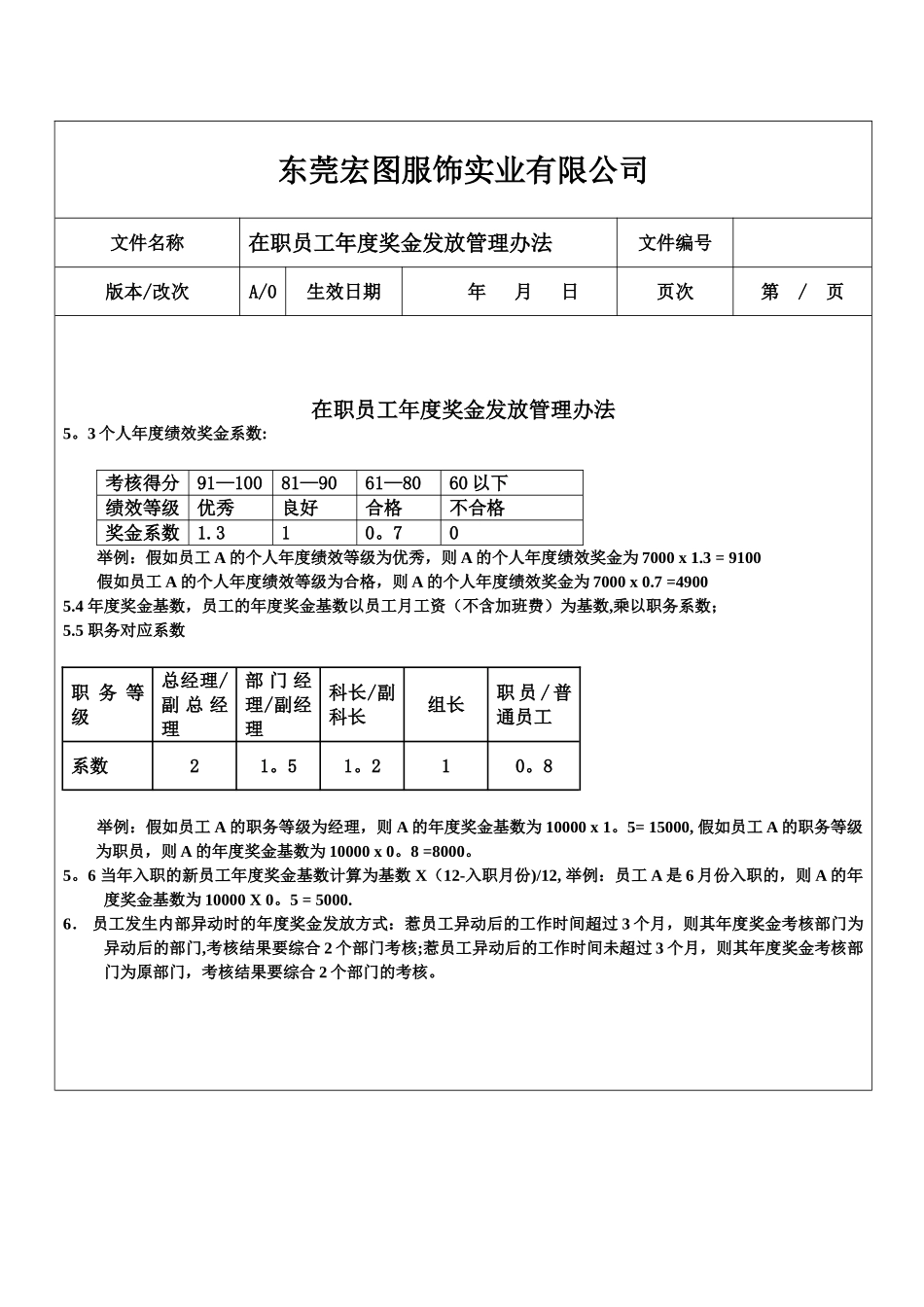 制度-在职员工年度奖金发放管理办法_第2页