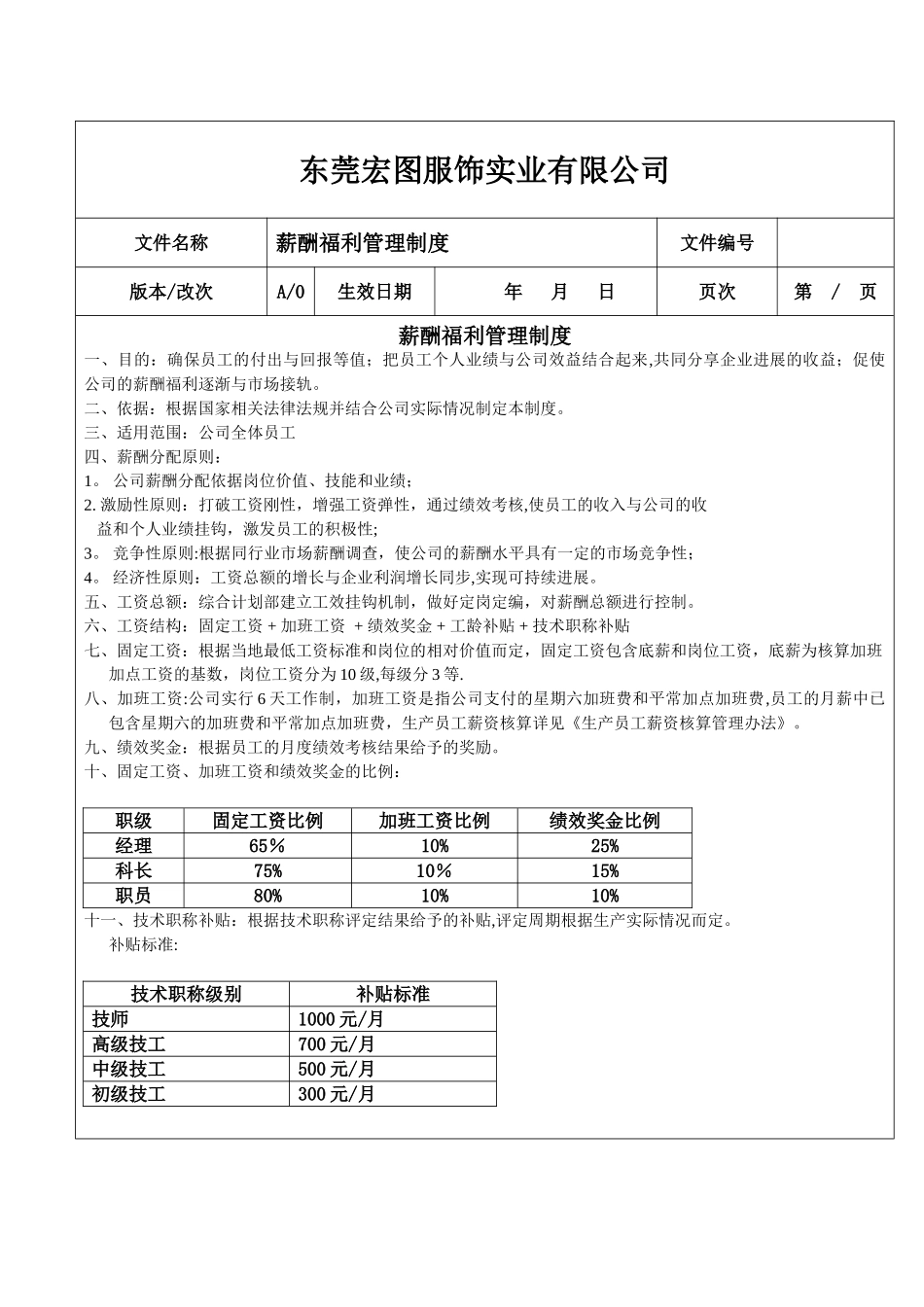 制度-薪酬福利管理制度_第1页