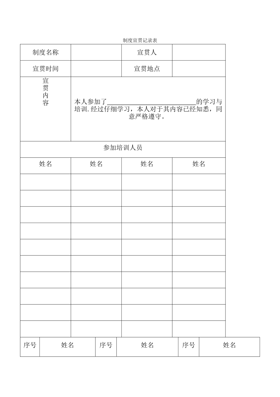 制度宣贯记录表_第1页