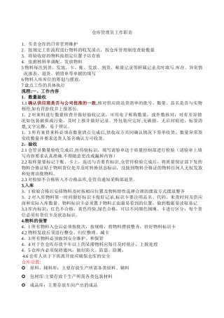 制药企业仓库管理员工作职责