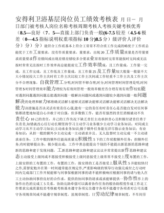 制造业生产车间基层岗位员工绩效考核表