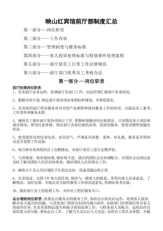 前厅部制度汇总