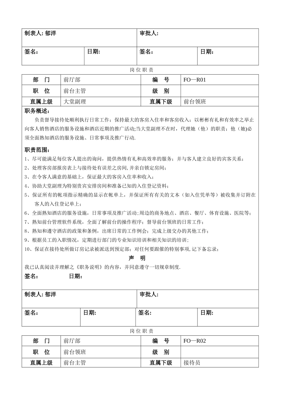 前厅部岗位职责[1]_第2页