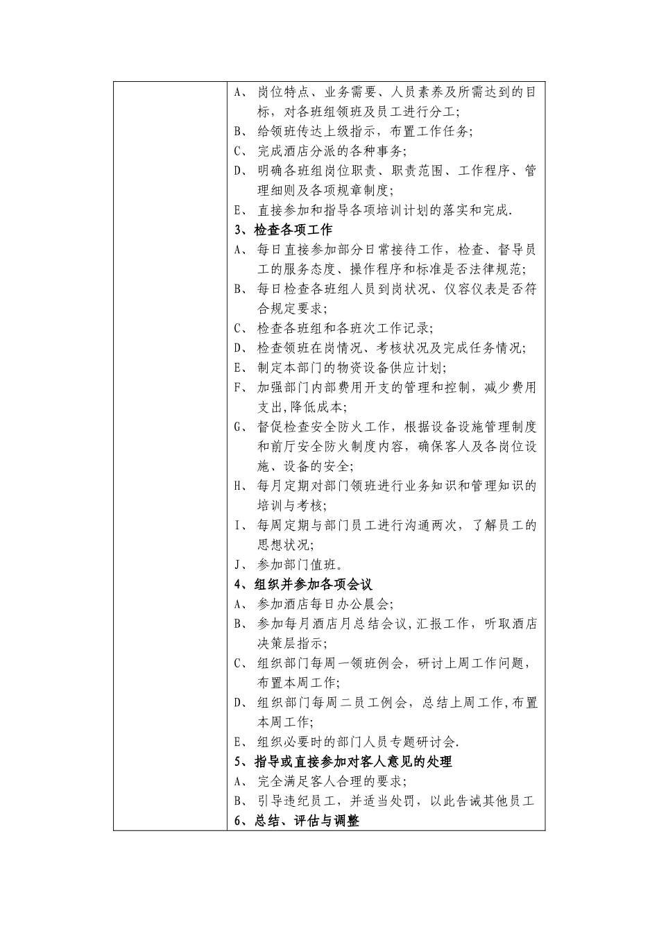 前厅部经理工作说明书_第3页